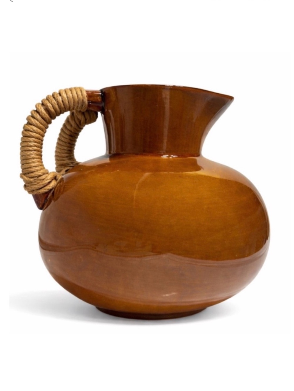 Vintage Z Gallerie Vase Sedona Rust Brown Glaze Ceramic Pitcher Woven Hande